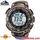 CASIO PRG-240T-7DR:::PRO TREK太陽能專業登山錶(鈦金屬),可旋轉錶圈,免運費,刷卡不加價或3期零利率
