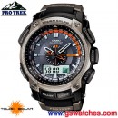 CASIO PRG-500-1DR:::雙顯PRO TREK太陽能專業登山錶,免運費,刷卡不加價或3期零利率