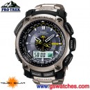 CASIO PRG-500T-7DR:::雙顯PRO TREK太陽能專業登山錶[鈦金屬],免運費,刷卡不加價或3期零利率