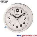 SEIKO QHE125W(公司貨,保固1年):::SEIKO指針型鬧鐘,滑動式秒針,嗶嗶聲,貪睡,燈光,夜光,刷卡不加價,QHE-125W