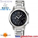 CASIO SHE-7506D-1ADR(公司貨,保固1年):::太陽能電波時計Sheen電波時計<日本兩局+中國一局>,刷卡或3期零利率,SHE7506D