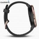 已完售,GARMIN vivomove-hr-sport-black-rose運動款-黑色玫瑰金黑(小/中)(公司貨,保固1年):::指針智慧腕錶,步數,卡路里,距離,心率,熱血時間,vív