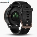 已完售,GARMIN vivomove-hr-sport-black-rose運動款-黑色玫瑰金黑(小/中)(公司貨,保固1年):::指針智慧腕錶,步數,卡路里,距離,心率,熱血時間,vív
