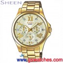 CASIO SHE-3806GD-9AUDR(公司貨,保固1年):::Sheen Cruise Line奢華系列,日期,星期,24小時指針,刷卡不加價或3期零利率,SHE3806GD