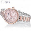 客訂商品,CASIO SHE-3058SPG-4AUDR(公司貨,保固1年):::Sheen,時尚女錶,日期,星期,24小時指針,刷卡不加價或3期零利率,SHE3058SPG
