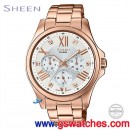已完售,CASIO SHE-3806PG-7AUDR(公司貨,保固1年):::Sheen Cruise Line奢華系列,日期,星期,24小時指針,刷卡不加價或3期零利率,SHE3806