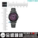 【金響鐘錶】現貨,CITIZEN FE6017-85X(公司貨,保固2年):::Eco-Drive,光動能,女錶,強化玻璃,日期,J810機芯,FE601785X